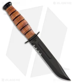 Ka-Bar Bowie Full-Size US ARMY Knife GFN Sheath (7" Black Serr) 5019