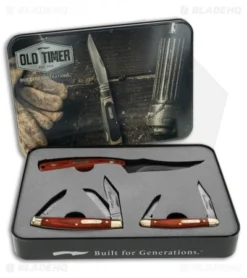 Old Timer 3pc Fixed/Folders W/ Rose Wood Handles (Satin Finish)