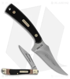 Old Timer Sharpfinger Fixed Blade Knife & Pocket Knife Combo - Black/Brown