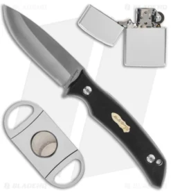 Schrade Uncle Henry 3 Piece Fixed Blade Knife & Cigar Cutter & Lighter - Black