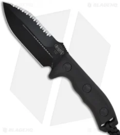 Microtech Black Crosshair Fixed Double Edge Knife (5" Full Serr) 101-3BL