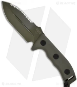 Microtech Green Crosshair Fixed Double Edge Knife (5" Full Serr) 101-3GR